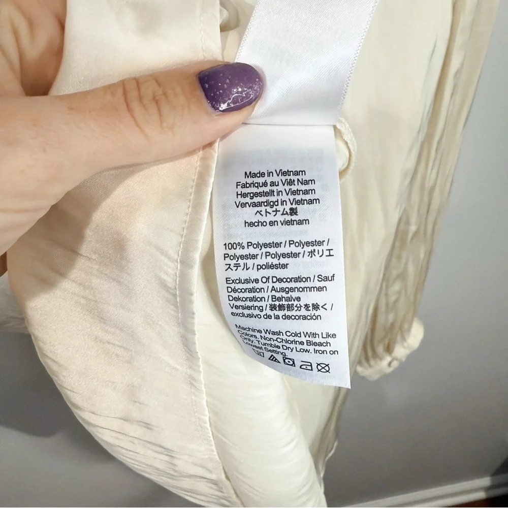 J.Crew Ruffleneck Drapey Top Ivory Blouse NWT Size Small
